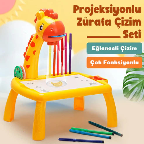 Projeksiyonlu Mini Zürafa Çizim Seti 12 Adet Boyama Kalemi Hediye!
