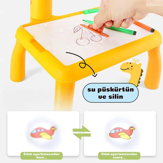 Projeksiyonlu Mini Zürafa Çizim Seti 12 Adet Boyama Kalemi Hediye!